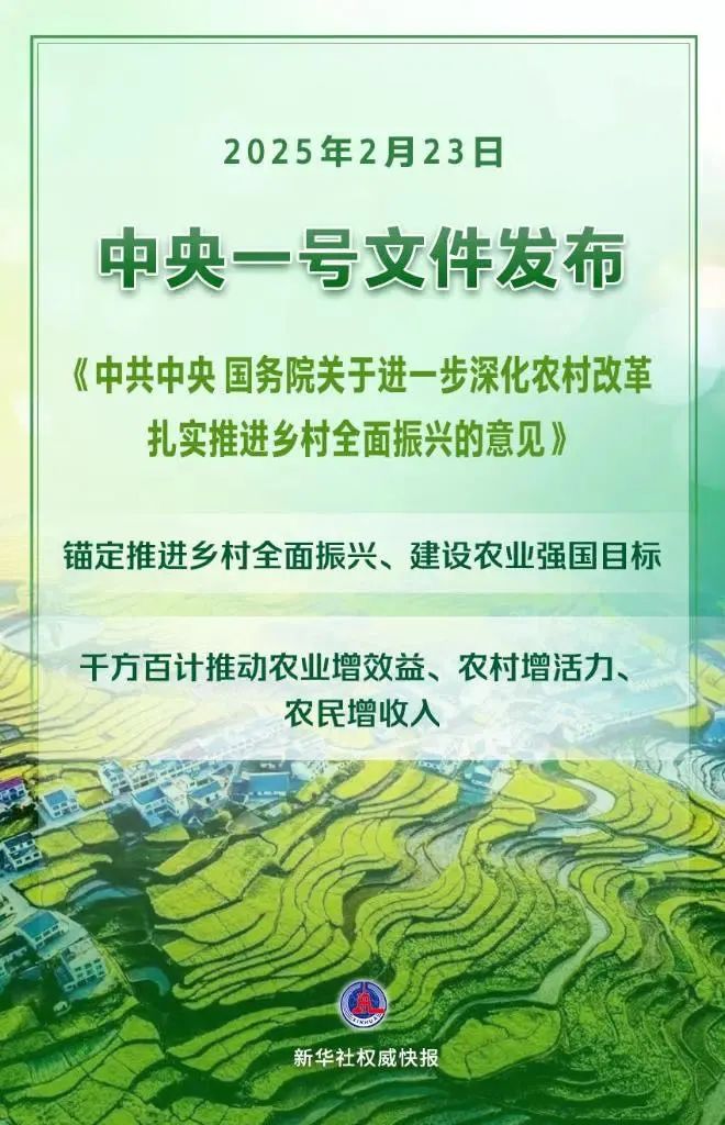 2025年中央一号文件，全文来了！(图1)